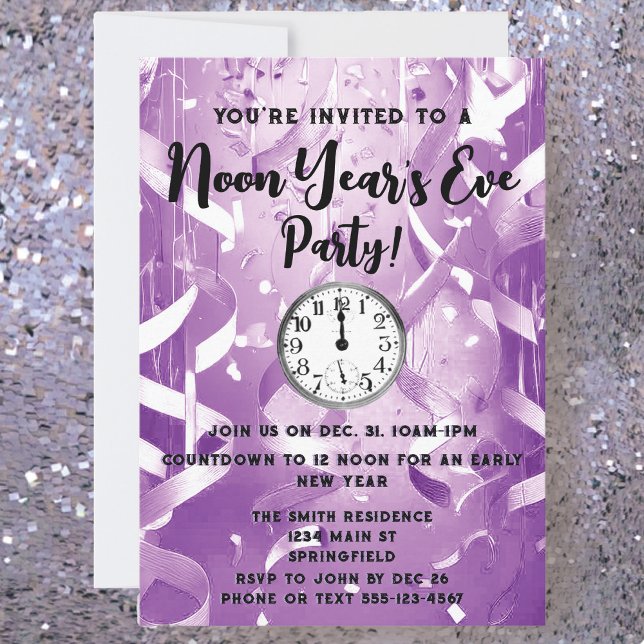 Invitation Soirée de l'année de l'Élégante Purple Noon (Créateur téléchargé)
