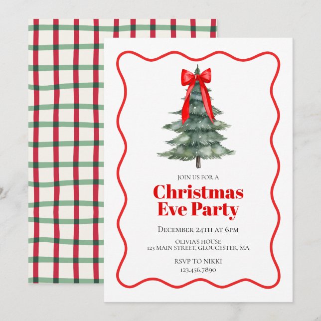 Invitation soirée de l'arbre de la veille de Noël (Devant / Derrière)