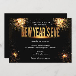 Invitation Soirée de l'Elegant Gold & Black New Years