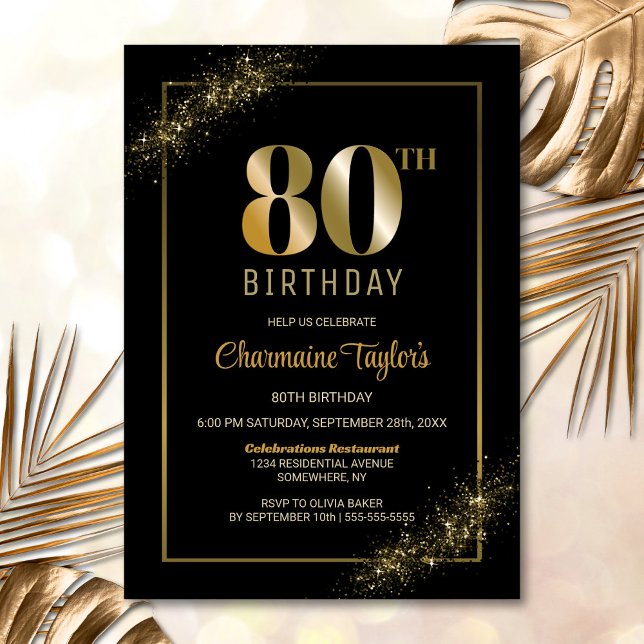 Invitation Soirée de l'or noir 80e anniversaire (Créateur téléchargé)