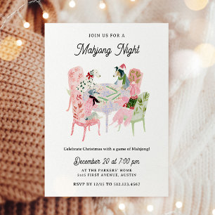 Invitation Soirée de Mahjong de Fêtes de Noël