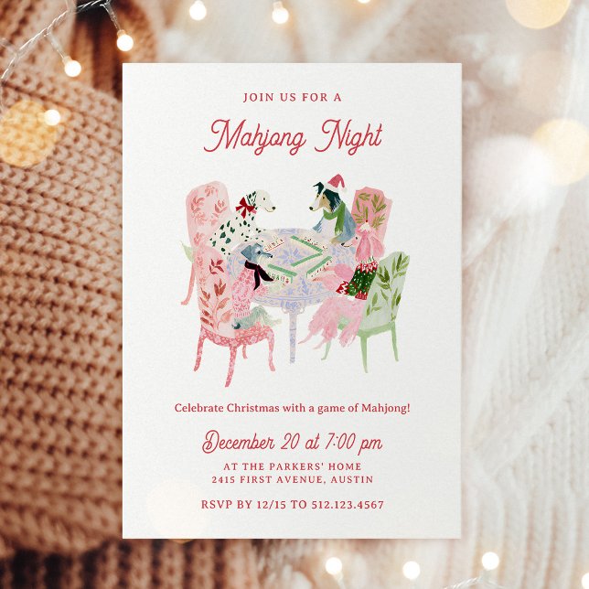 Invitation Soirée de Mahjong de Fêtes de Noël (Créateur téléchargé)
