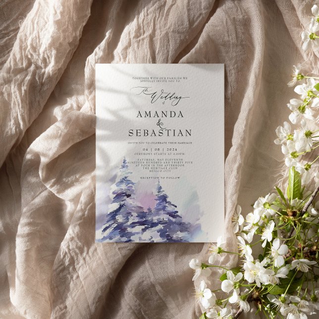 Invitation Soirée de Mariage de la neige violette d'hiver (Créateur téléchargé)