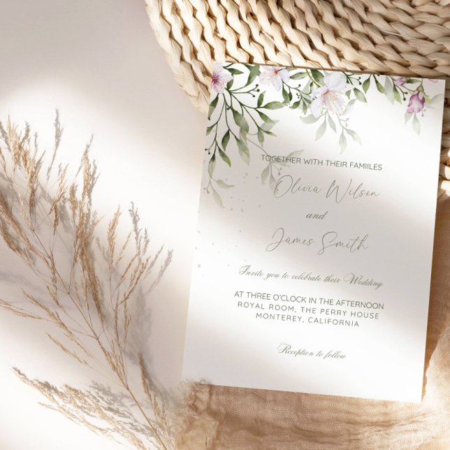 Invitation Soirée de mariage élégante au feuillage vert (Créateur téléchargé)