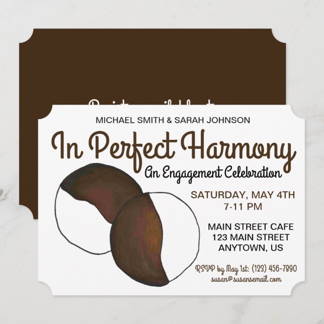 Invitation Soirée de mariage fiançailles NYC Noir Blanc Cooki (Devant / Derrière)