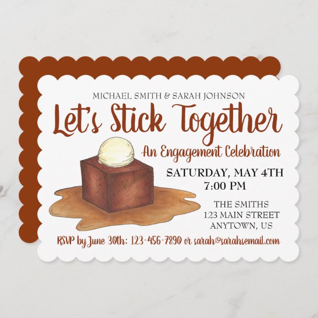 Invitation Soirée de mariage fiançailles Sticky Toffee Puddin (Devant / Derrière)