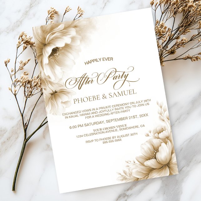 Invitation Soirée de mariage florale neutre rustique (Créateur téléchargé)