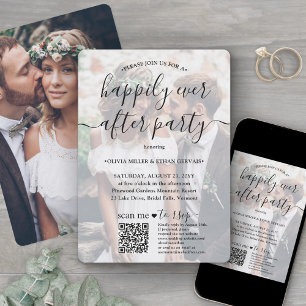 Invitation Soirée de Mariage QR RSVP 2 Photos Mariage Féériqu