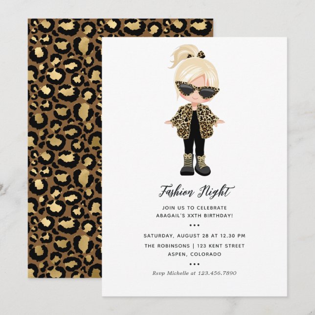 Invitation Soirée de mode pour filles (Devant / Derrière)