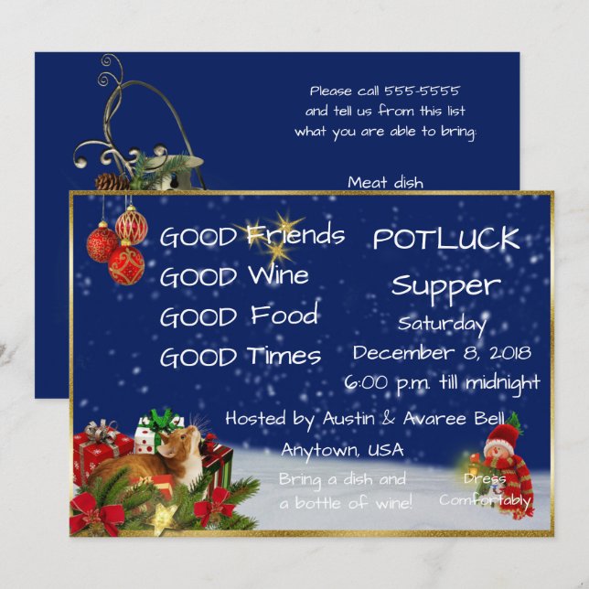 Invitation Soirée de Noël (Devant / Derrière)