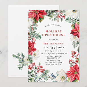 Invitation Soirée de Noël à la Maison ouverte Elégante Poinse