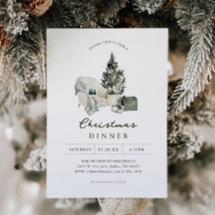 Invitation Soirée de Noël à l'aquarelle