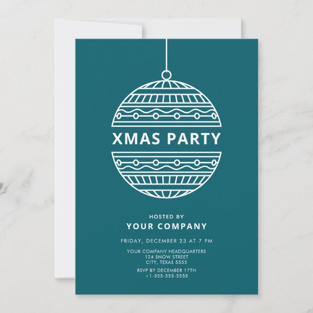 Invitation Soirée de Noël avec boule disco de Noël moderne (Devant)