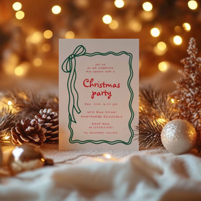 Invitation Soirée de Noël avec cadre à mâchoires croquées (Créateur téléchargé)