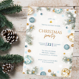 Invitation Soirée de Noël blanc et bleu