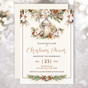 Invitation Soirée de Noël Blanc et crème Élégante