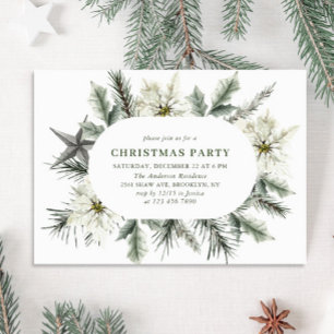 Invitation Soirée de Noël bohème Elégante Poinsettia Blanche