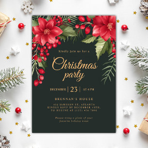 Invitation Soirée de Noël botanique élégante