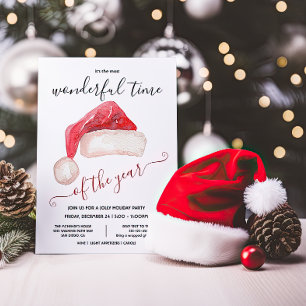 Invitation Soirée de Noël Casquette père Noël