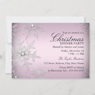 Invitation Soirée de Noël Cristal rose