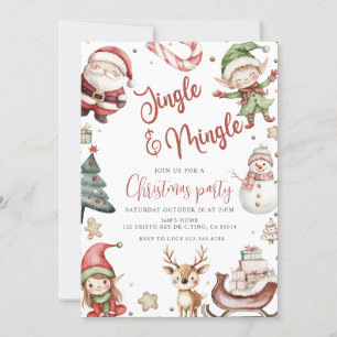 Invitation Soirée de Noël Cute Jingle & Mingle