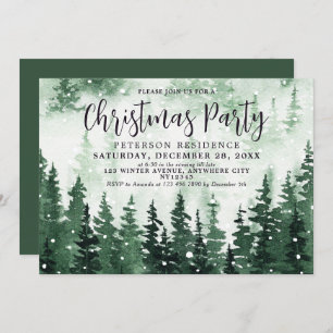 Invitation Soirée de Noël dans la forêt d'aquarelle élégante
