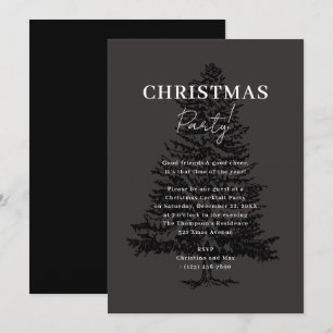 Invitation Soirée de Noël dans l'Arbre Noir élégant