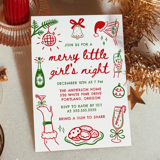 Invitation Soirée de Noël de la Petite Fille Joyeuse et Fanta (Créateur téléchargé)