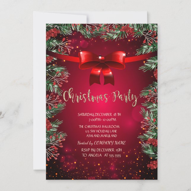 Invitation Soirée de Noël de la société Chic Holly Berries Re (Devant)