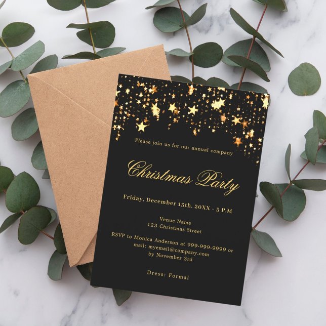 Invitation Soirée de Noël de la société des étoiles d'or noir (Créateur téléchargé)