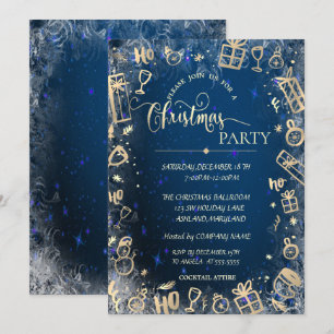 Invitation Soirée de Noël de l'Elegant Gold Blue Company