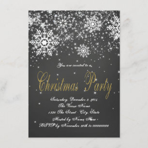 Invitation Soirée de Noël de snowflacon en carton or