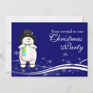 Invitation Soirée de Noël de Snowman et Penguin