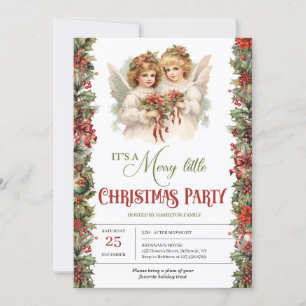 Invitation Soirée de Noël des Anges victoriens rétro