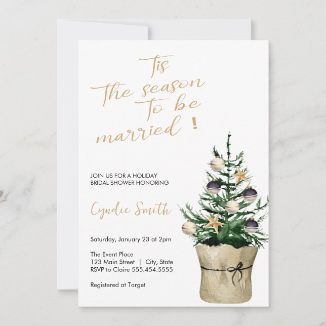Invitation Soirée de noël des arbres élégant Douche nuptiale (Devant)