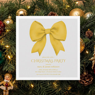 Invitation Soirée de Noël Elegant Gold Bow