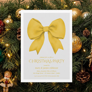 Invitation Soirée de Noël Elegant Gold Bow