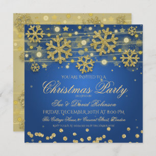 Invitation Soirée de Noël Elegant Gold & Navy
