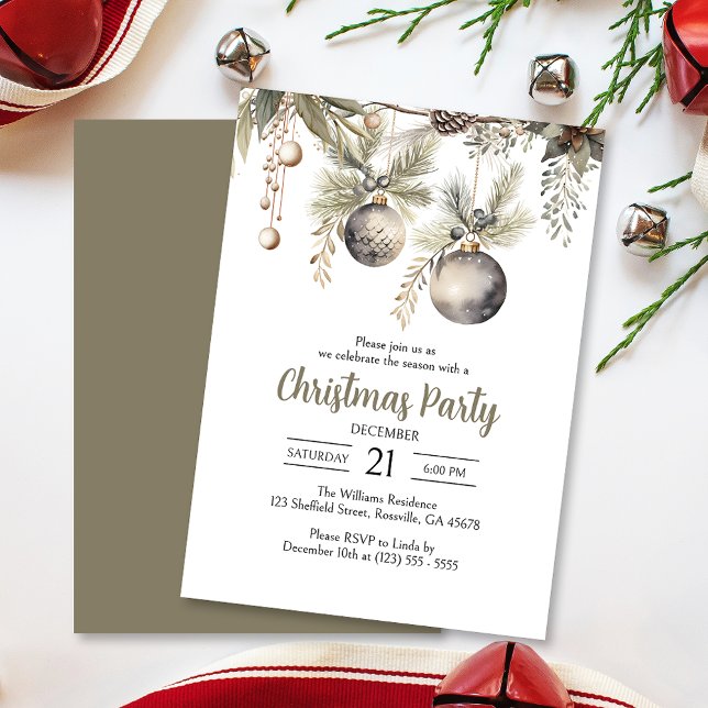 Invitation Soirée de Noël Elégante (Invite your guests to your Christmas celebration with this heartwarming and cozy holiday invitation.)