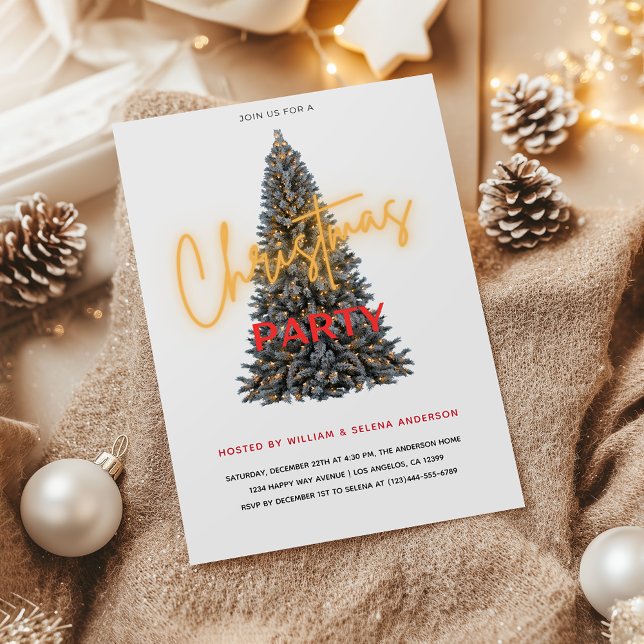 Invitation Soirée De Noël Élégante Avec Arbre Festif (Créateur téléchargé)