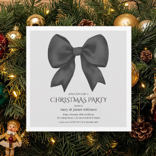 Invitation Soirée de Noël Elégante Black Bow