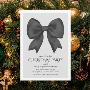 Invitation Soirée de Noël Elégante Black Bow
