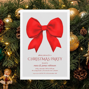Invitation Soirée de Noël Elégante Bow Rouge