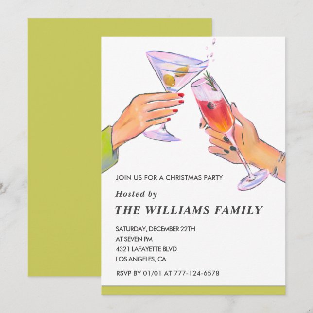 Invitation Soirée de Noël élégante  Cocktail Party (Devant / Derrière)