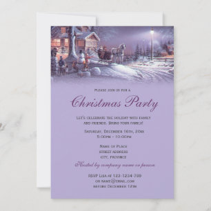 Invitation Soirée de Noël élégante violette vintage