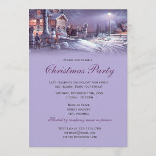 Invitation Soirée de Noël élégante violette vintage