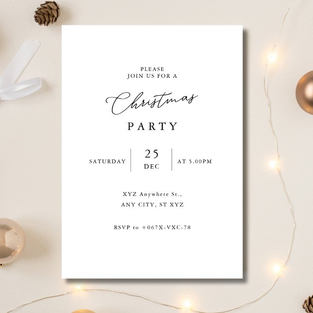 Invitation Soirée de Noël en noir et blanc (Créateur téléchargé)
