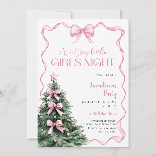 Invitation Soirée de Noël entre filles (Devant)
