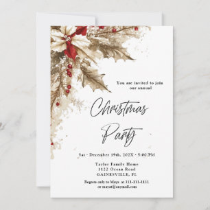 Invitation Soirée de Noël Gold et Red Vintage