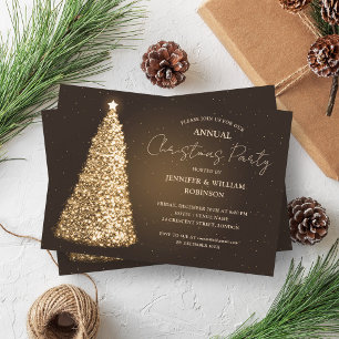 Invitation Soirée de Noël Gold Sparkle